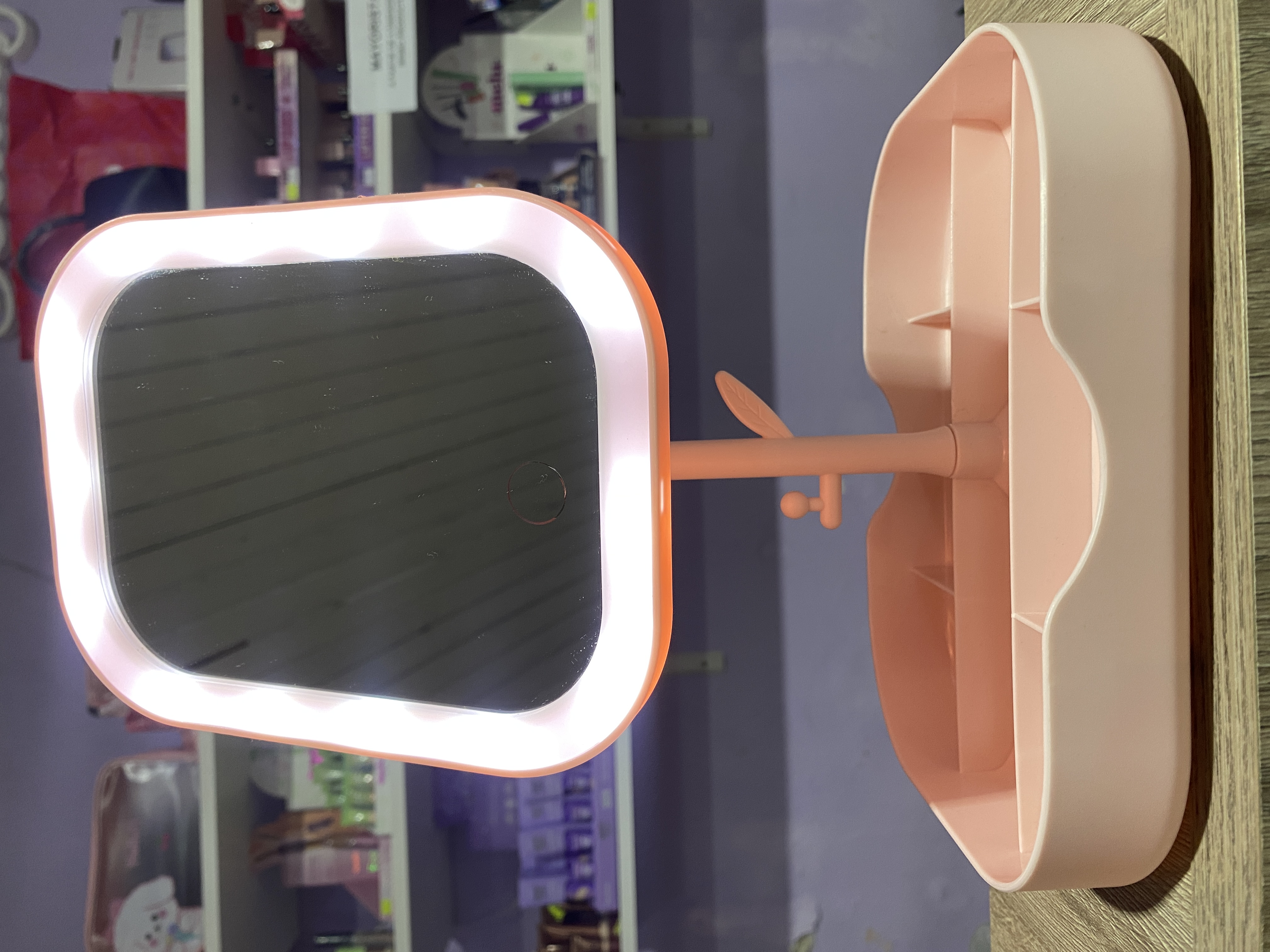 Espejo Led + organizador Rosado 💗